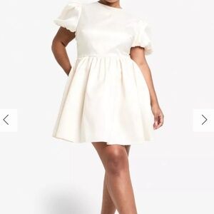 Boohoo L Ivory bow detail mini dress